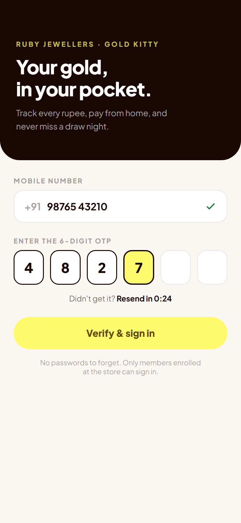 OTP login screen