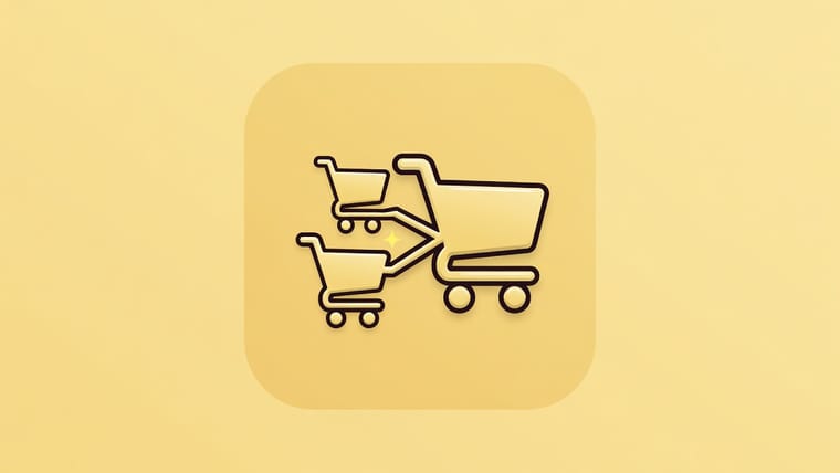 Illustration of a hybrid baby registry checkout routing between an own shop and original retailers