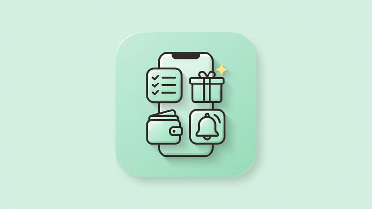 Checklist illustration of baby registry app features grouped into table stakes, differentiators and delight