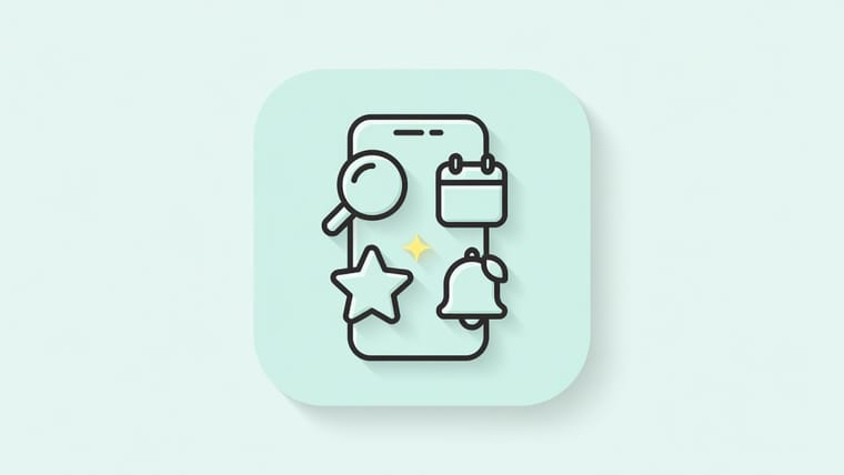 Illustration of doctor appointment app features arranged as a four-layer booking stack