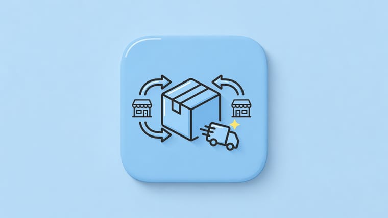 Illustration of a baby registry order routing to the in-house Shop or the original retailer