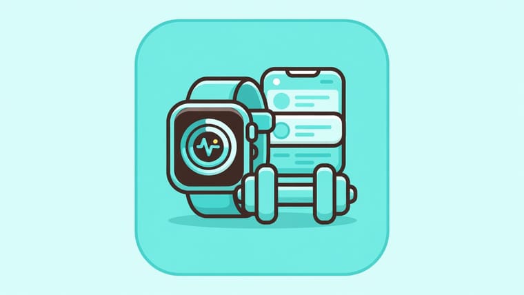 Illustration of a fitness app connecting a wearable device to a phone, syncing steps, heart rate and sleep into charts and streaks