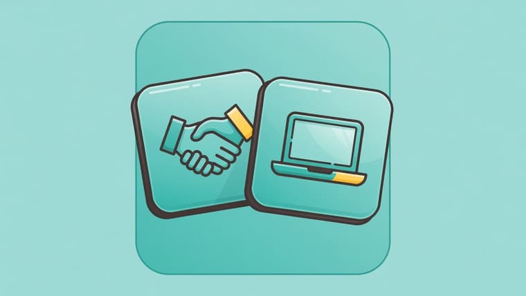 Illustration of a freelance marketplace connecting clients posting jobs with freelancers sending proposals through an escrow payment layer