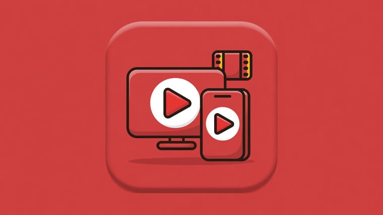 Illustration of a video streaming app pipeline showing upload, transcoding, a CDN and a player across TV, phone and laptop